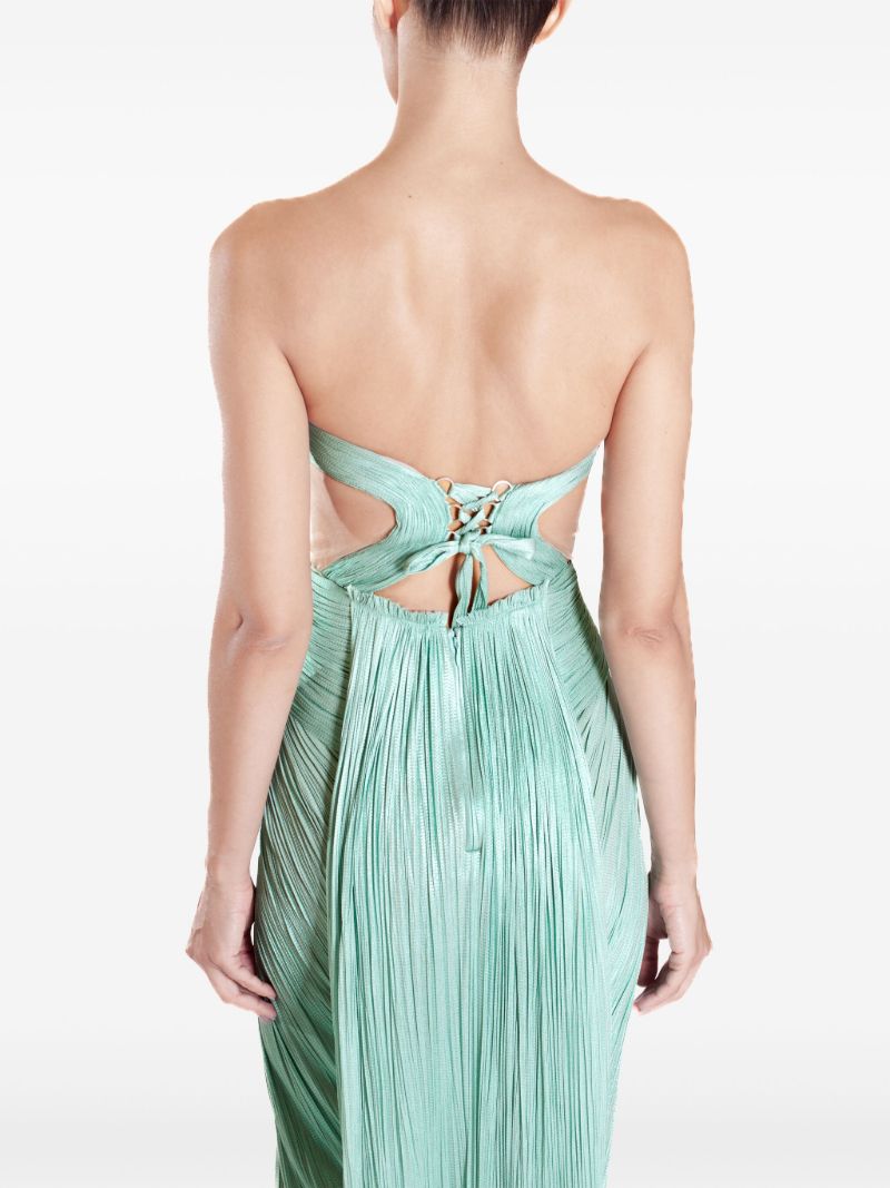 Green Caly Pleated Maxi Dress