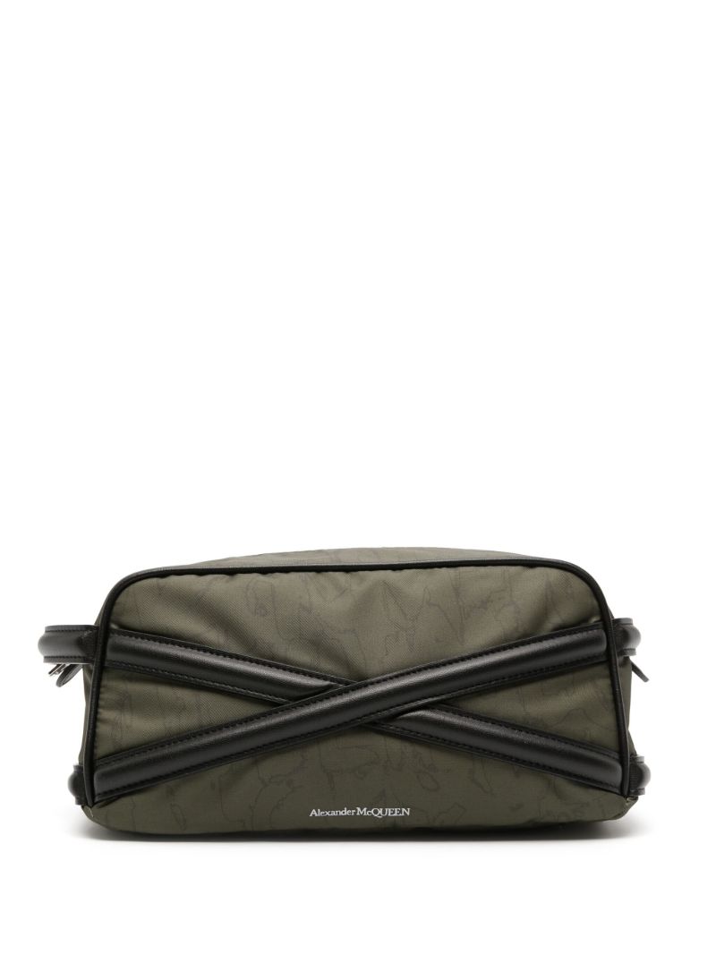 Green Panelled Gabardine Wash Bag