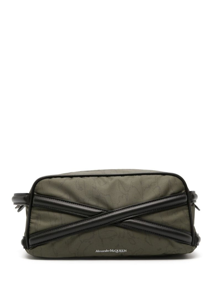 Green Panelled Gabardine Wash Bag