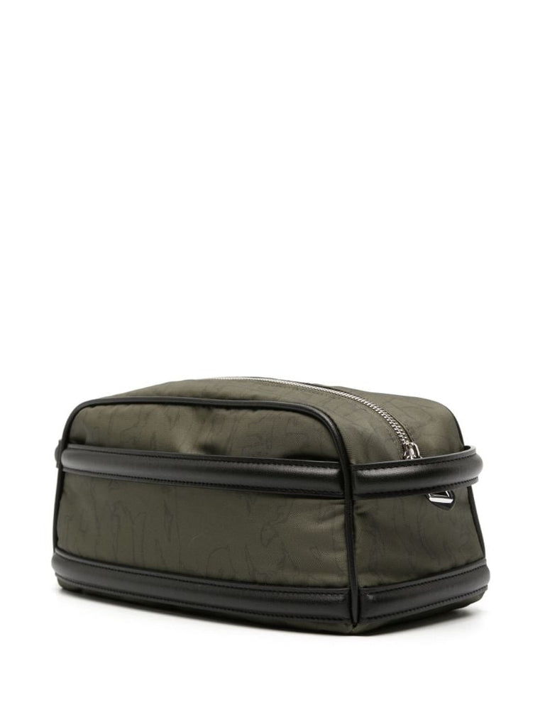 Green Panelled Gabardine Wash Bag