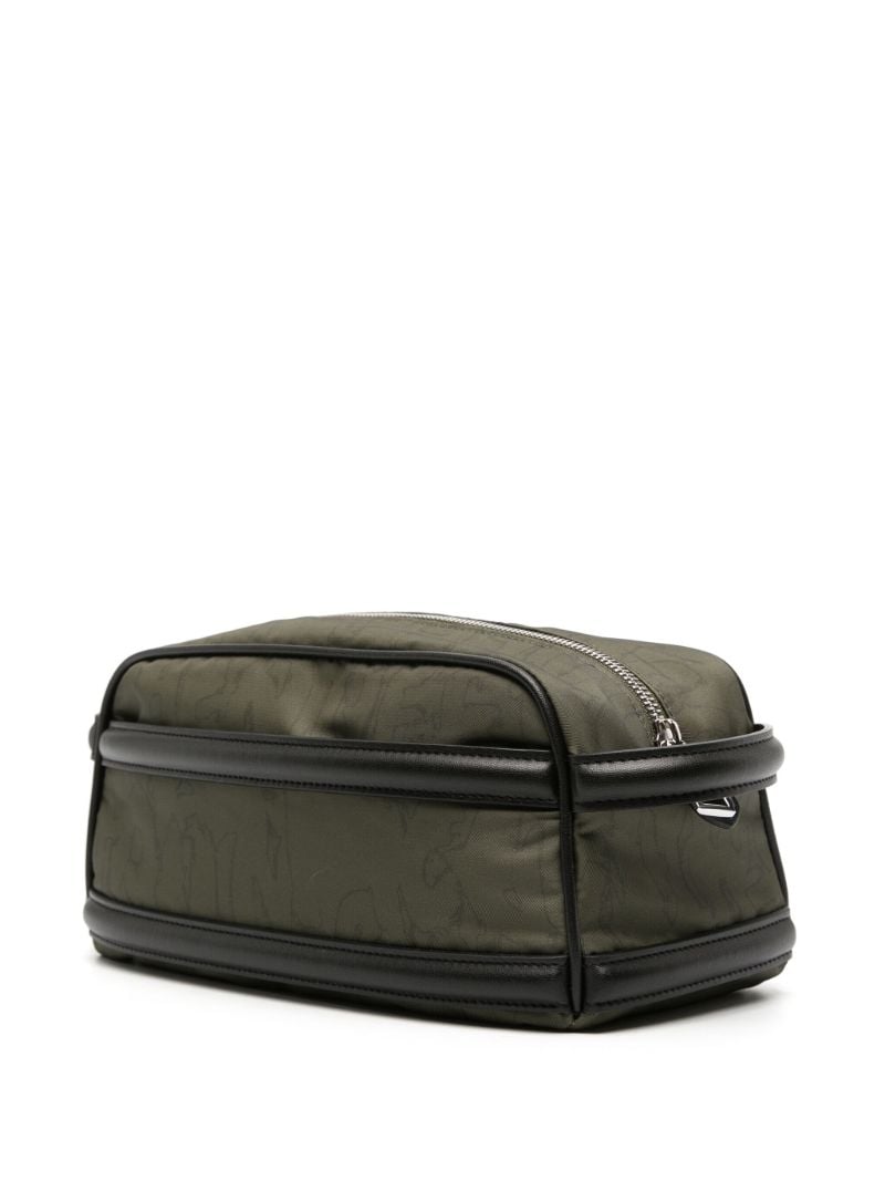 Green Panelled Gabardine Wash Bag
