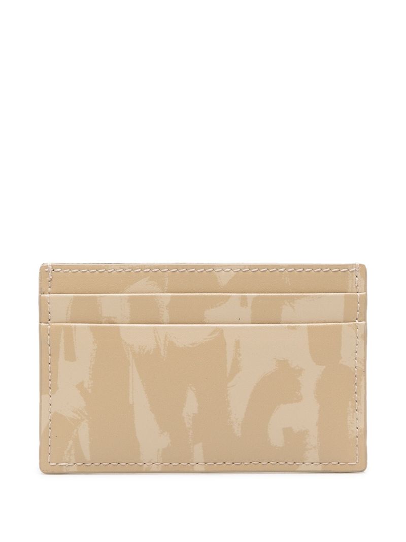 Neutral Graffiti-print Leather Card Holder