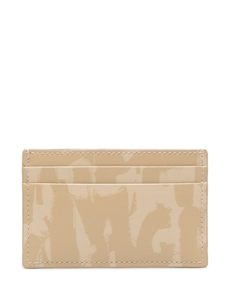 Neutral Graffiti-print Leather Card Holder