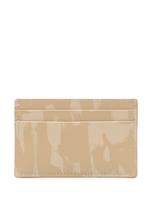 Neutral Graffiti-print Leather Card Holder