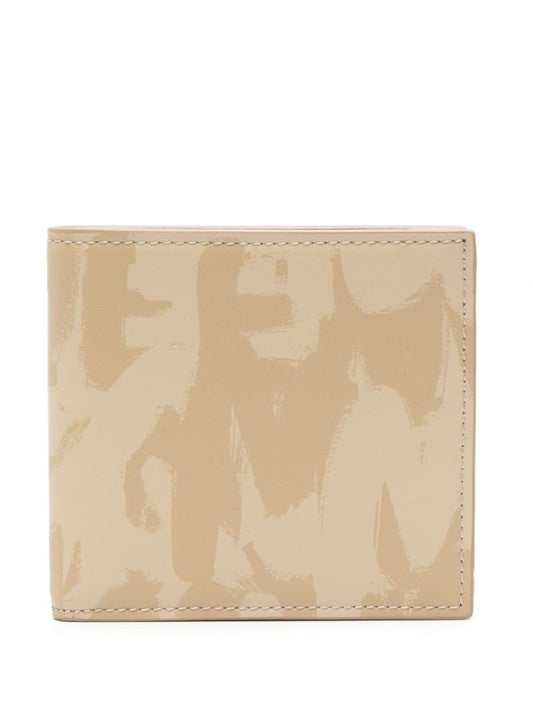 Neutral Graffiti-print Leather Wallet