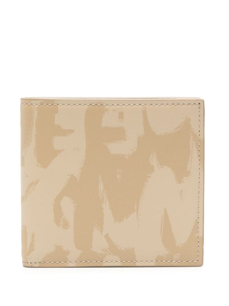 Neutral Graffiti-print Leather Wallet