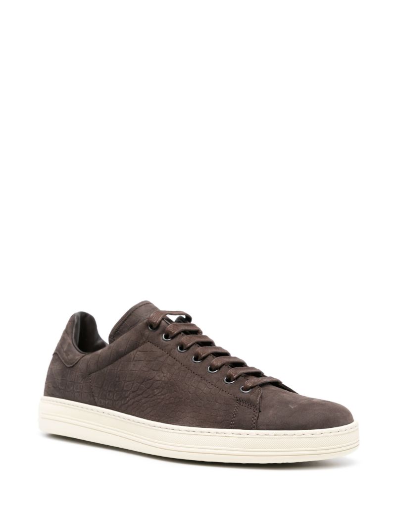 Brown Warwick Crocodile-embossed Sneakers