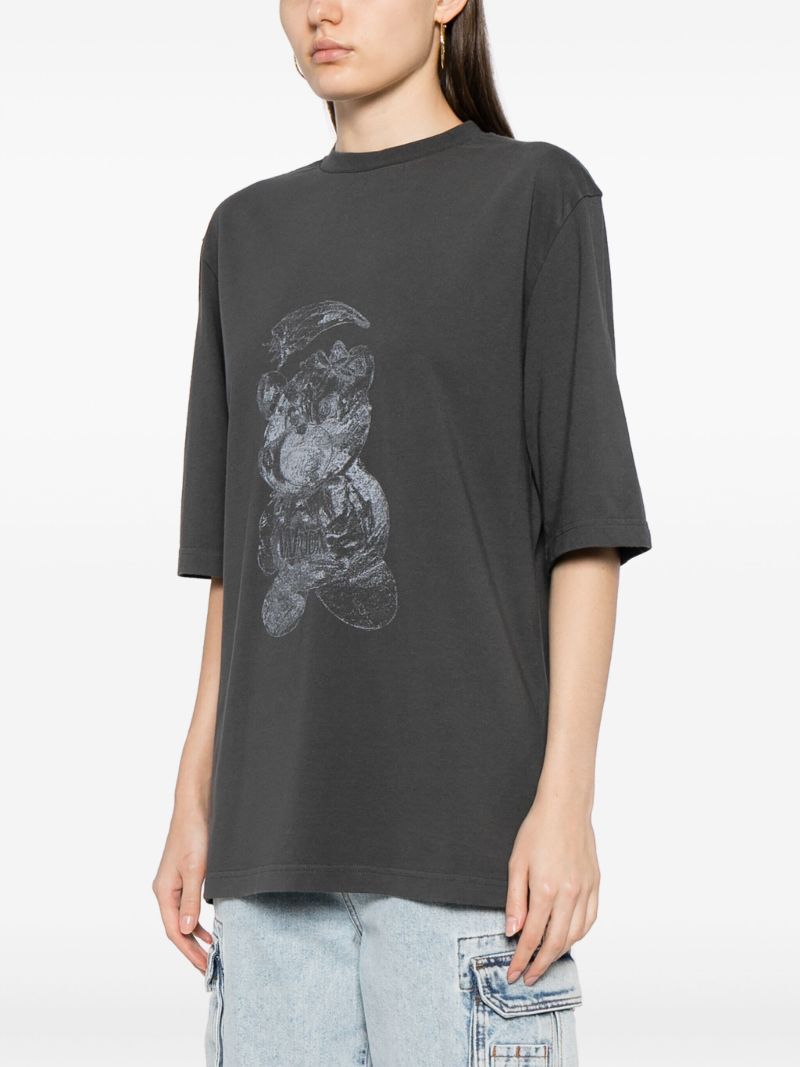 Grey Bear-print Cotton T-shirt