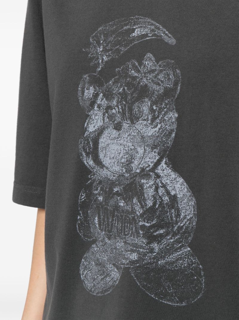 Grey Bear-print Cotton T-shirt
