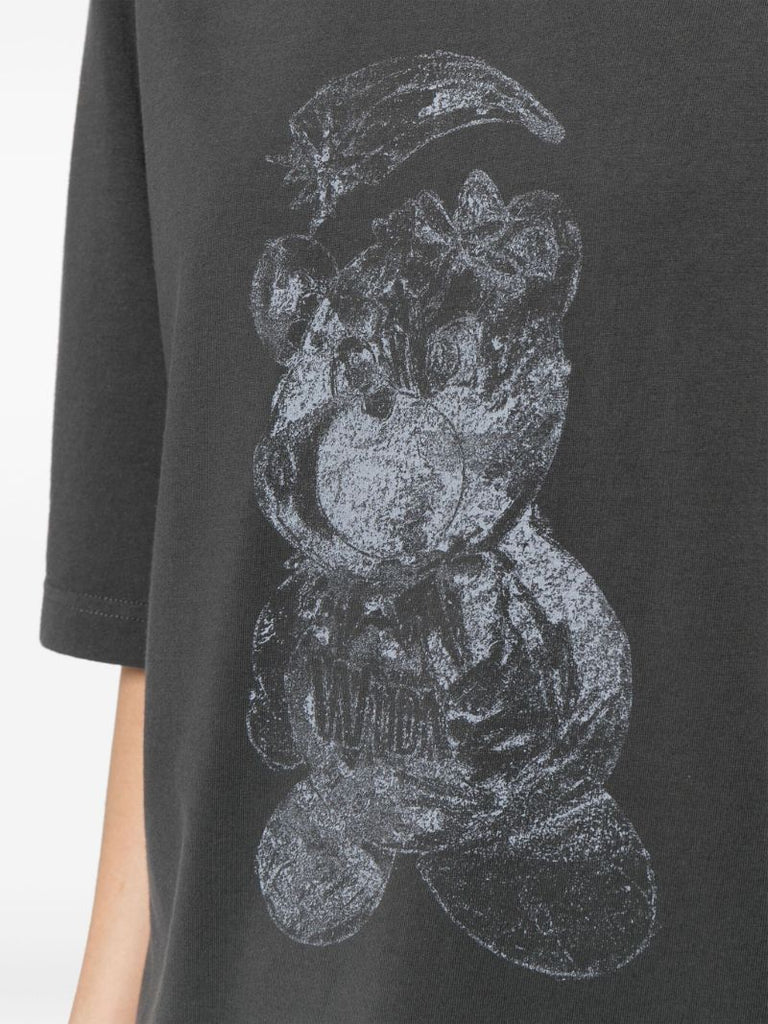 Grey Bear-print Cotton T-shirt