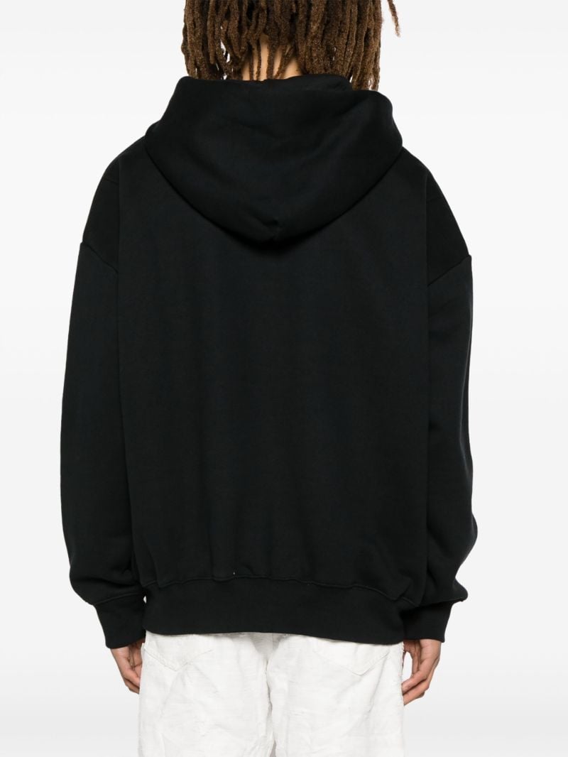Black Logo Print Zip Front Hoodie