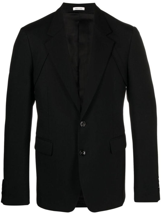 Black Single-breasted Wool Blazer