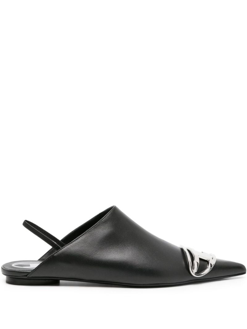Black D-venus Slingback Leather Mules
