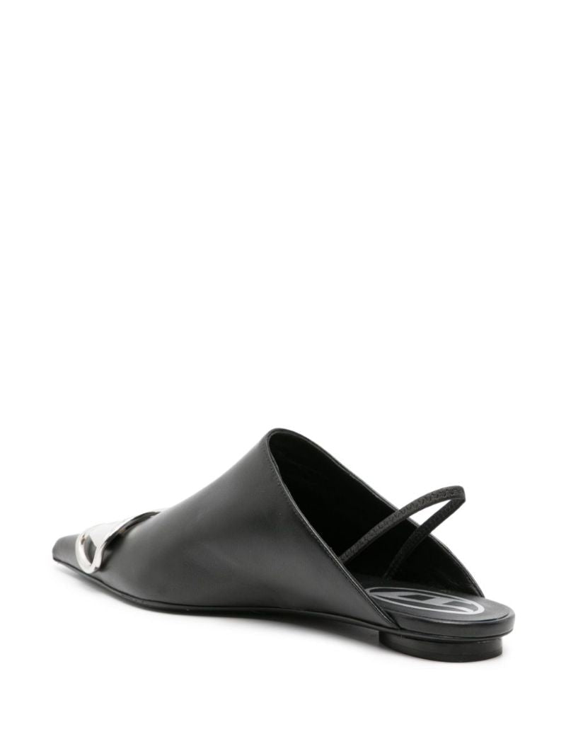Black D-venus Slingback Leather Mules