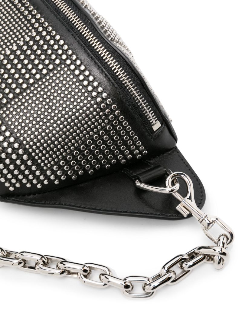Black Studded Leather Belt Bag