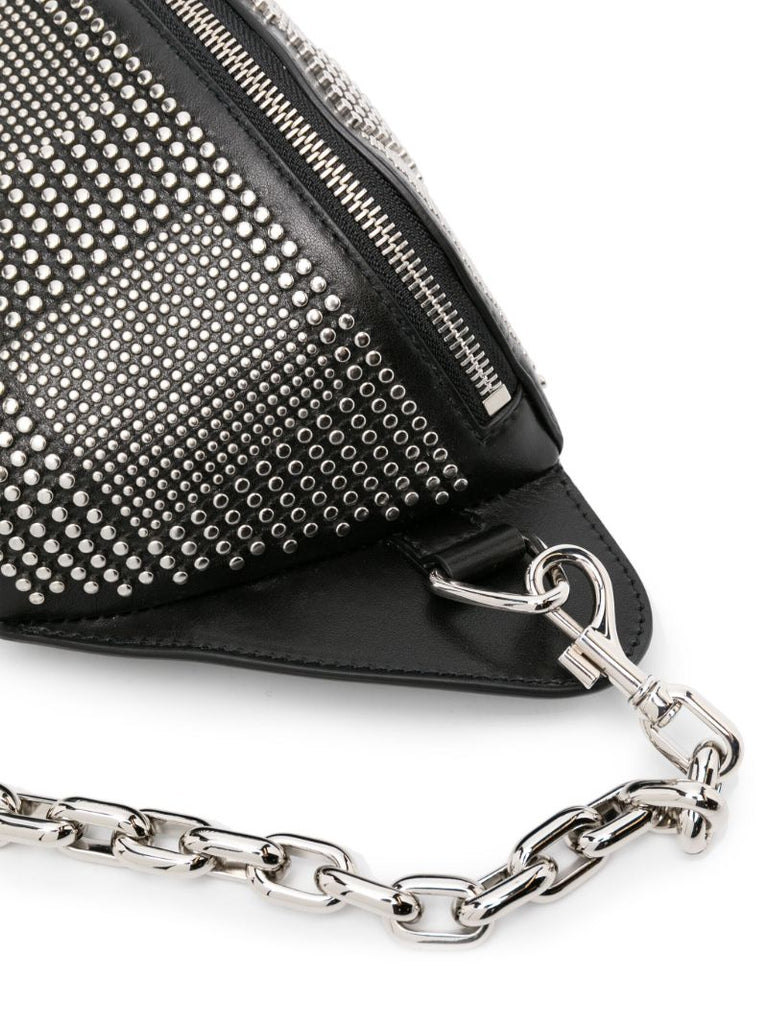Black Studded Leather Belt Bag