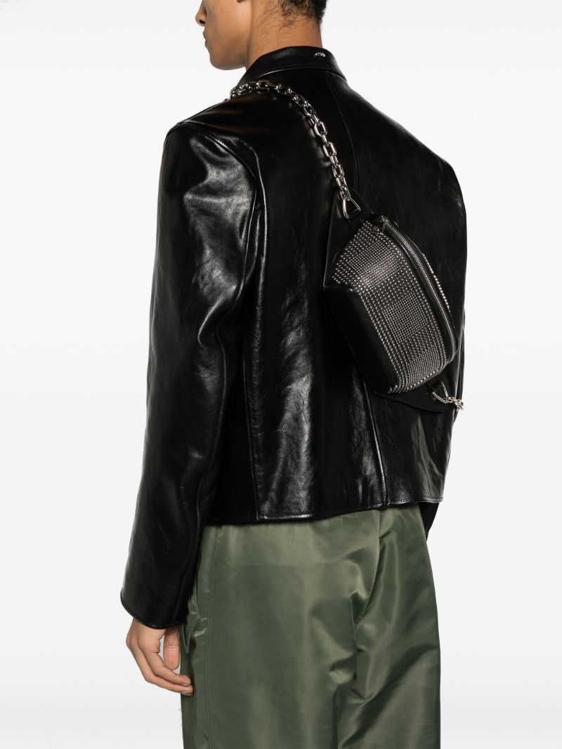 Black Studded Leather Belt Bag