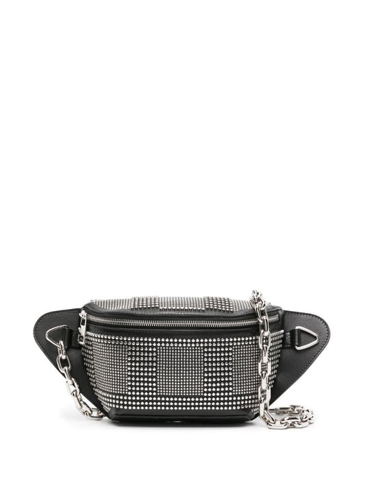 Black Studded Leather Belt Bag