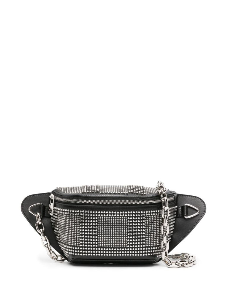 Black Studded Leather Belt Bag