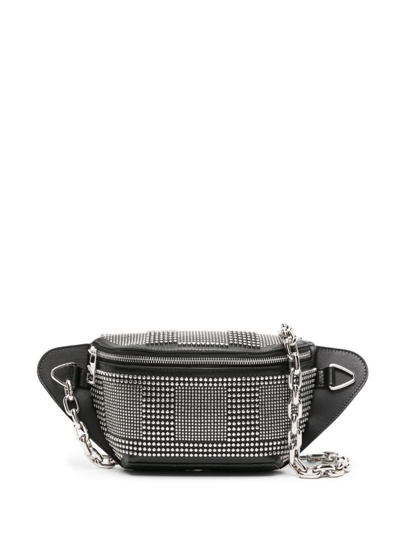 Black Studded Leather Belt Bag