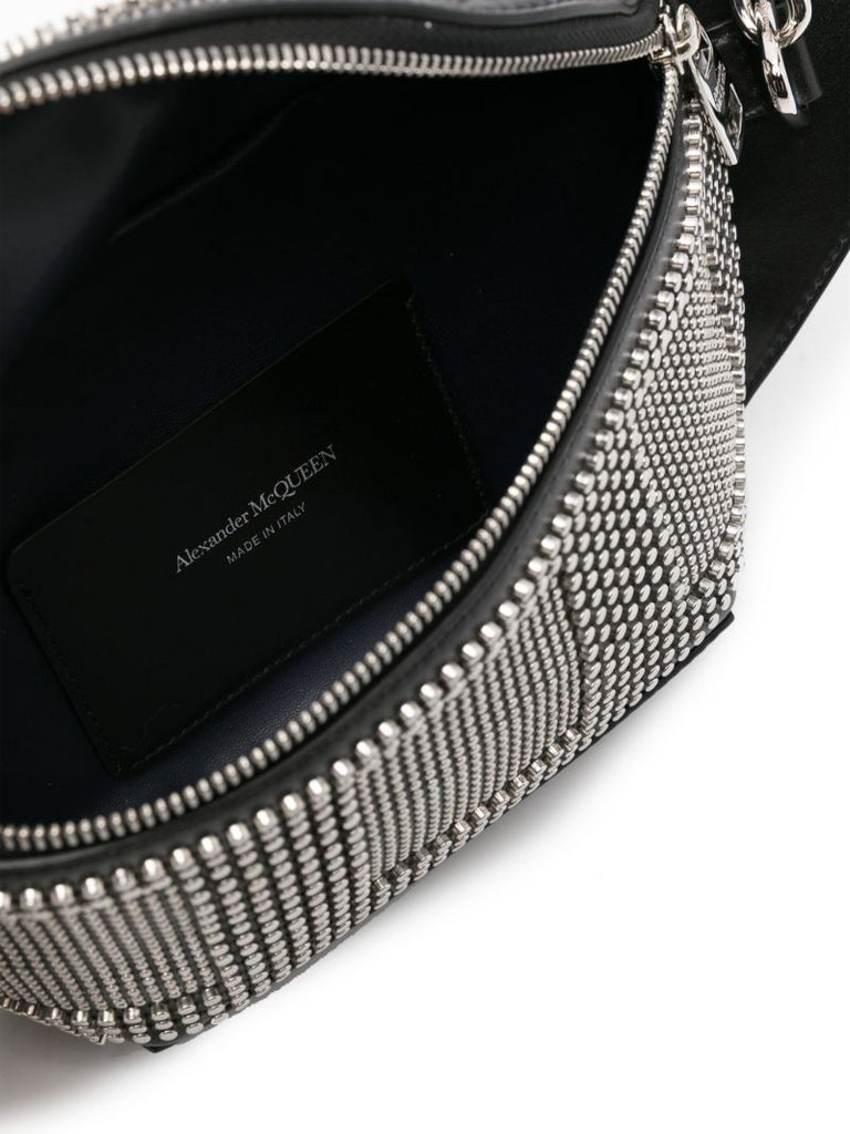 Black Studded Leather Belt Bag