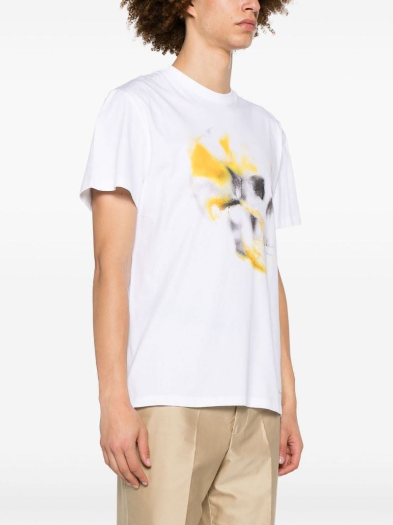 White Obscured Skull-print Cotton T-shirt
