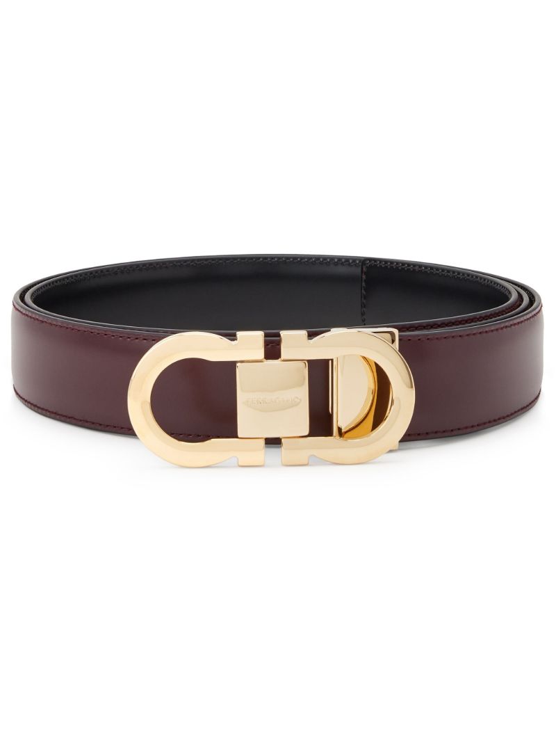 Brown Gancini Buckle Leather Belt