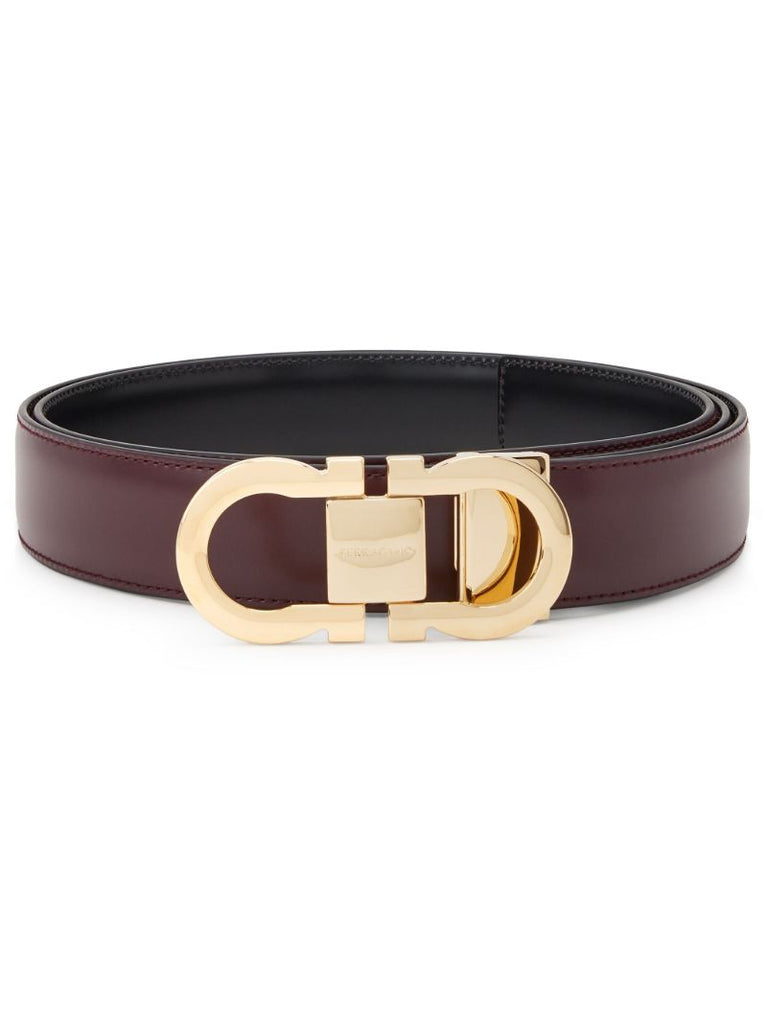 Brown Gancini Buckle Leather Belt