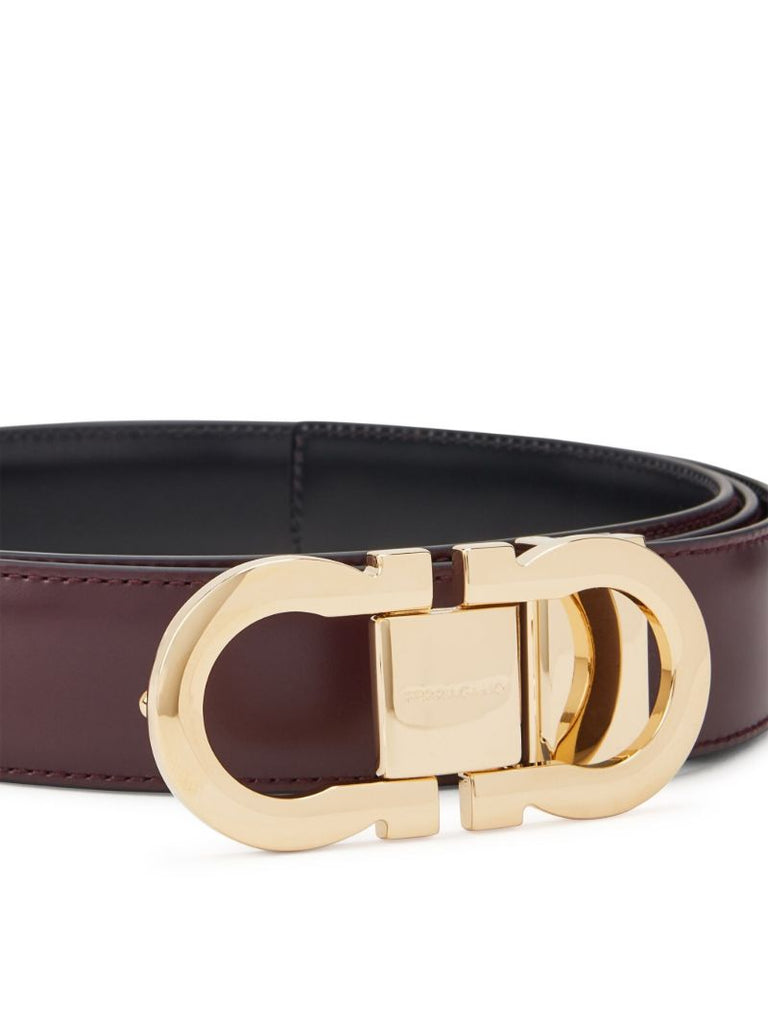Brown Gancini Buckle Leather Belt