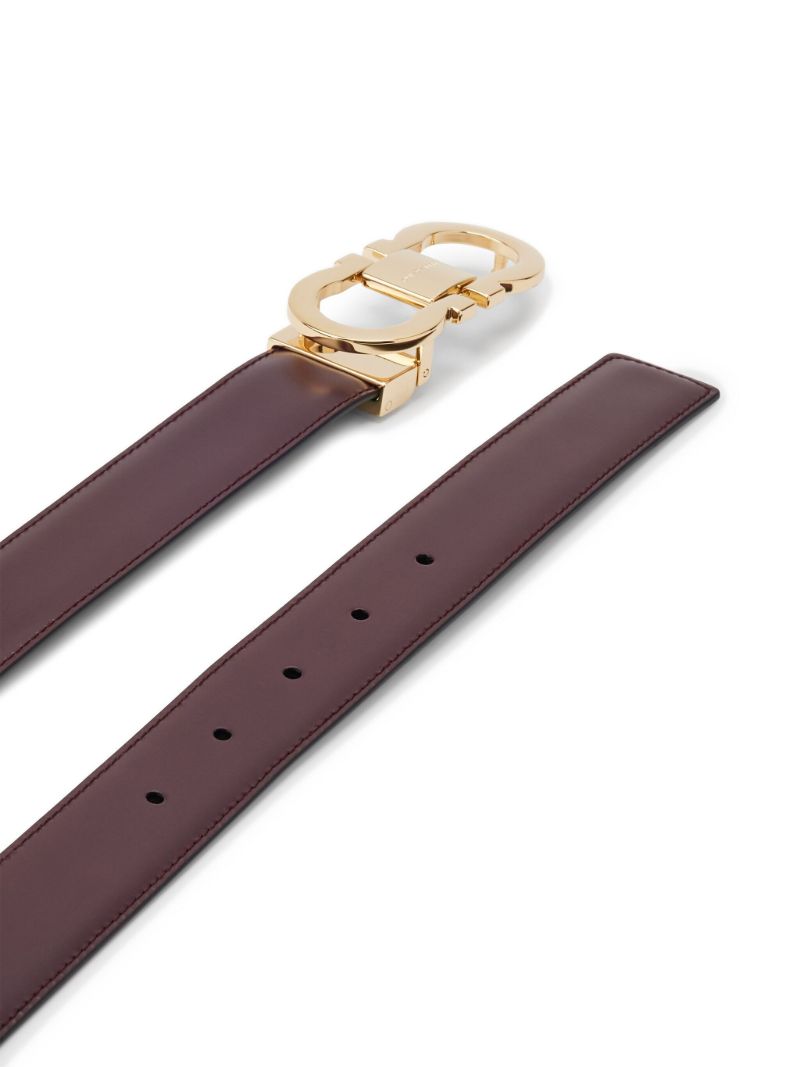Brown Gancini Buckle Leather Belt