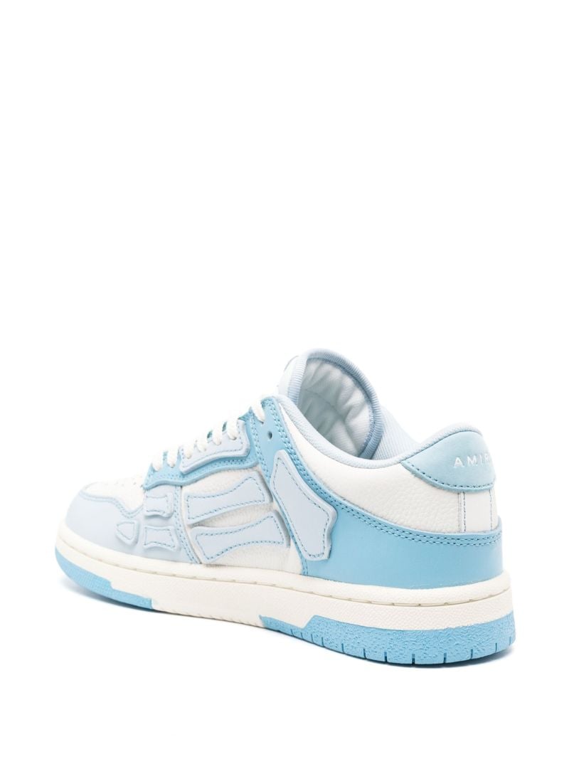 White and Blue Skel Top Low Leather Sneakers