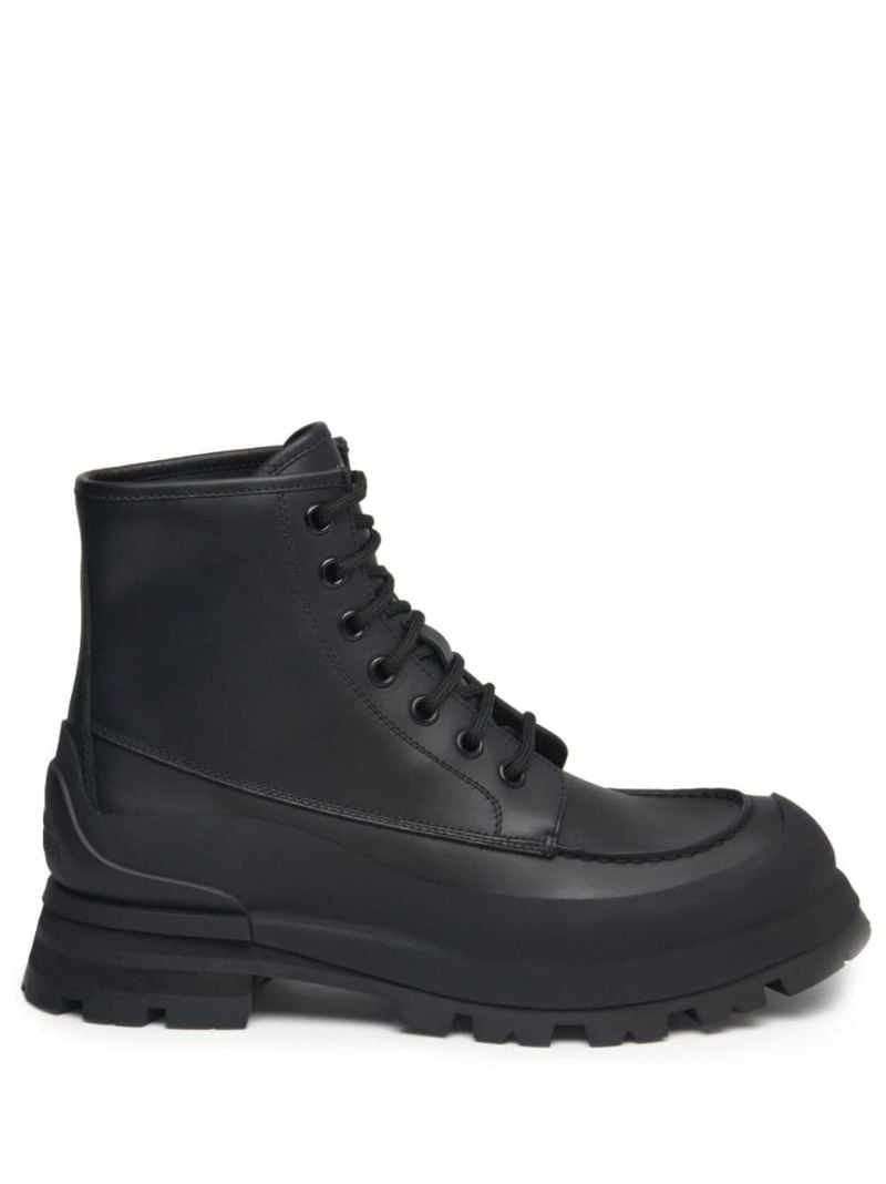 Black Wander Lace-up Leather Boots