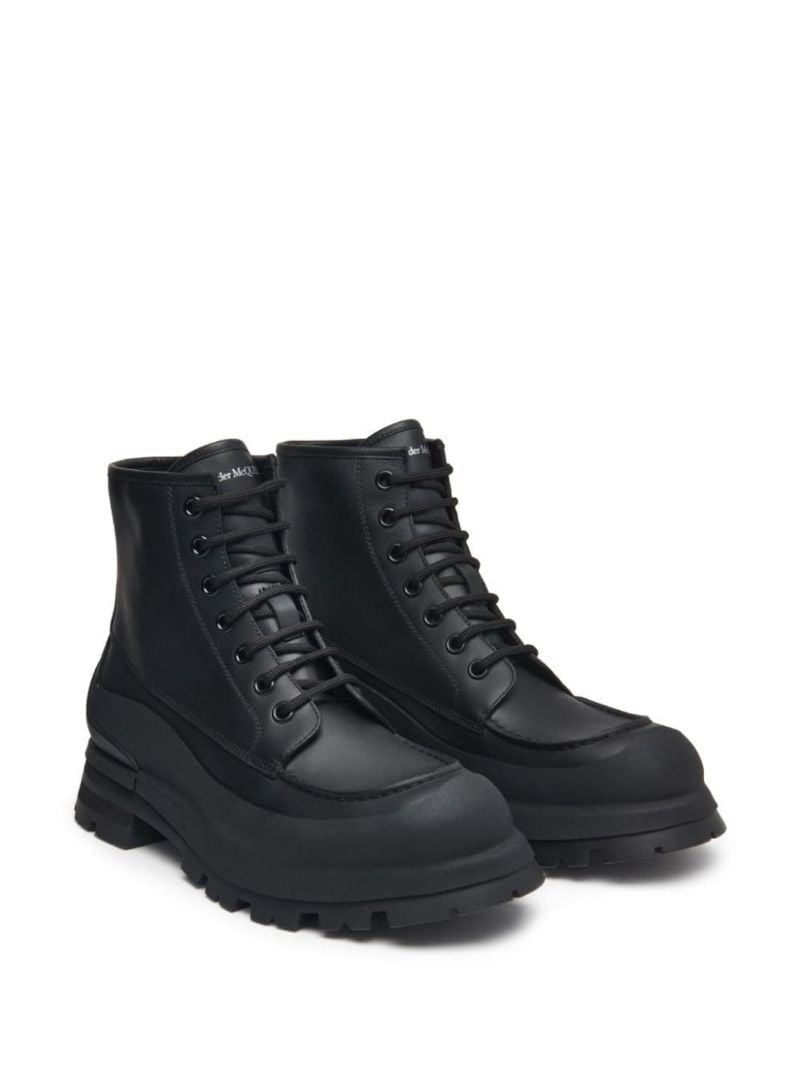 Black Wander Lace-up Leather Boots