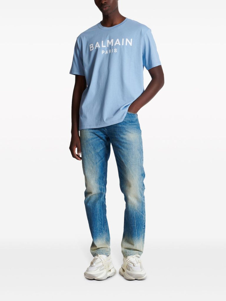Blue Logo-print Organic Cotton T-shirt