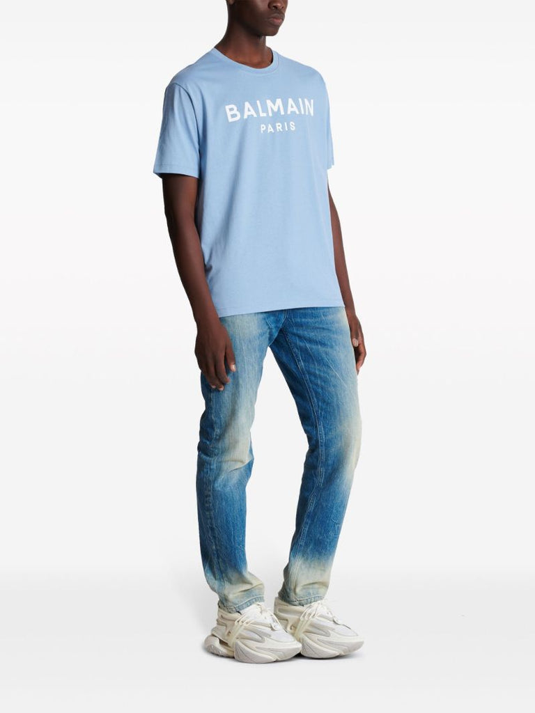 Blue Logo-print Organic Cotton T-shirt