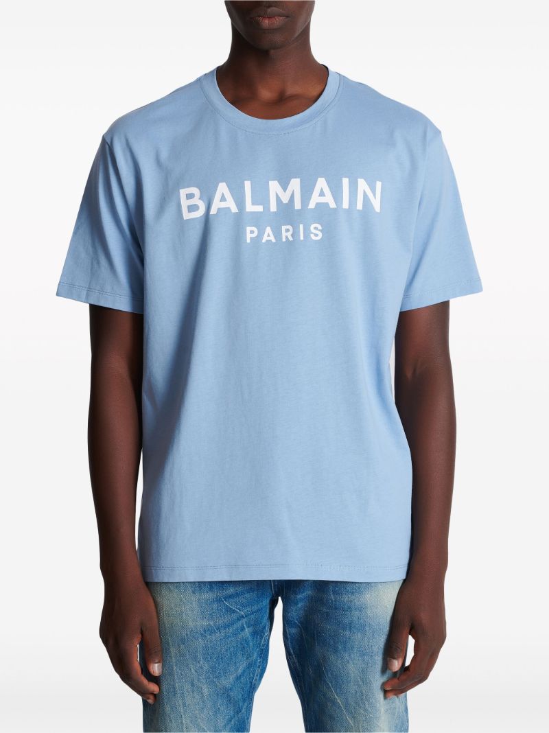 Blue Logo-print Organic Cotton T-shirt