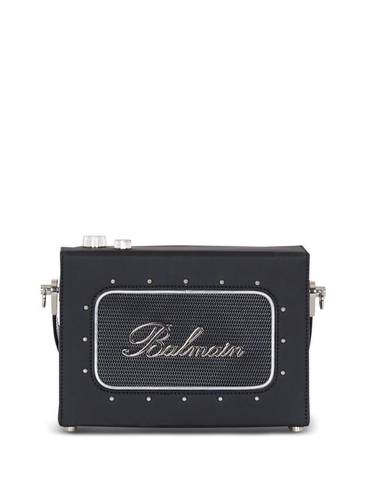 Black Radio Leather Shoulder Bag