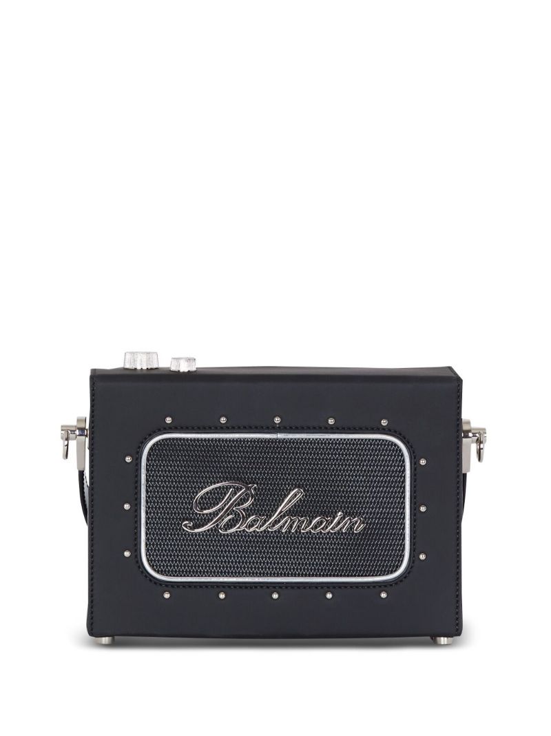 Black Radio Leather Shoulder Bag