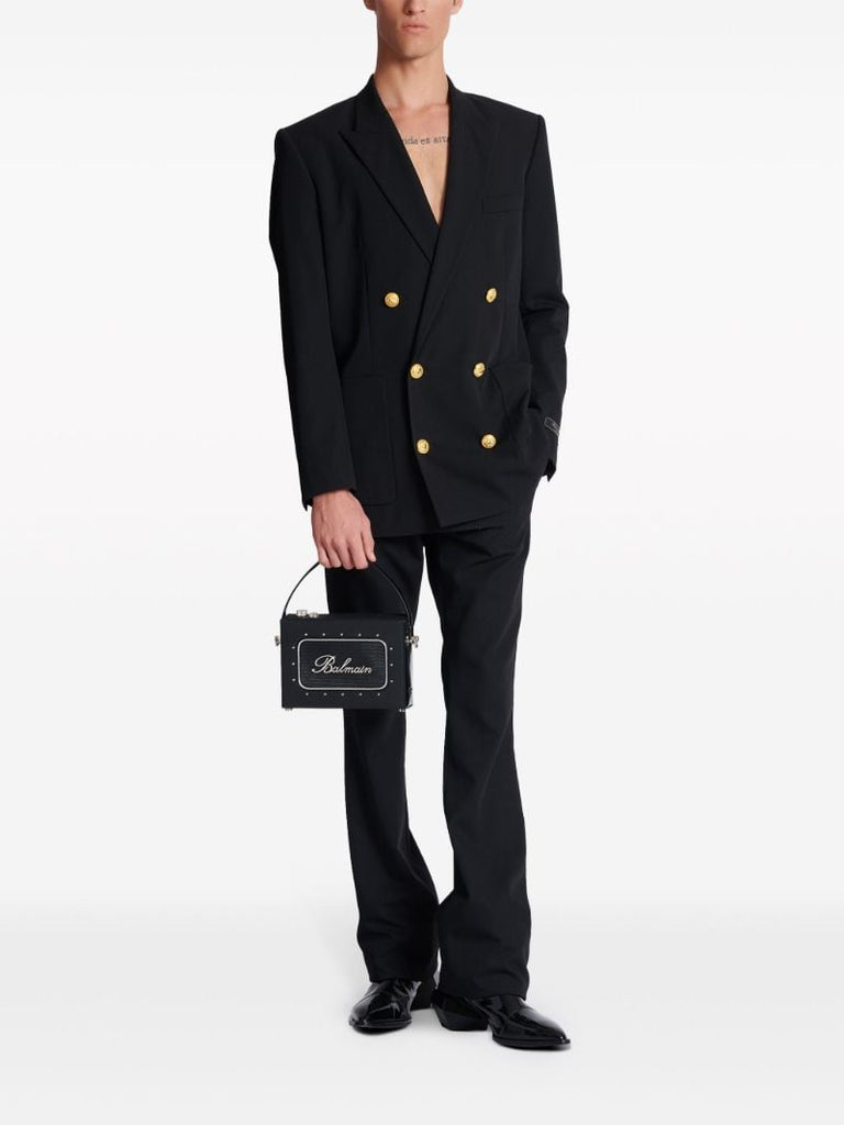 Black Radio Leather Shoulder Bag