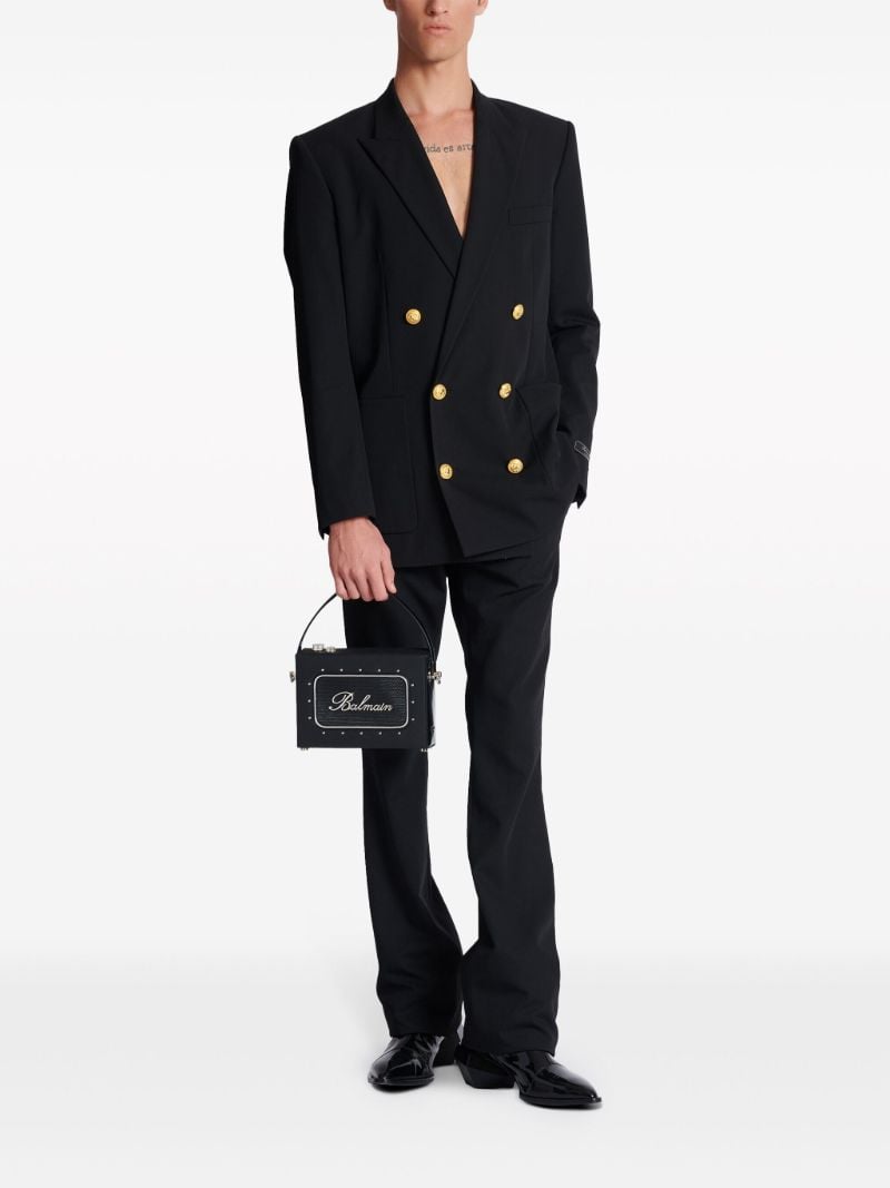 Black Radio Leather Shoulder Bag