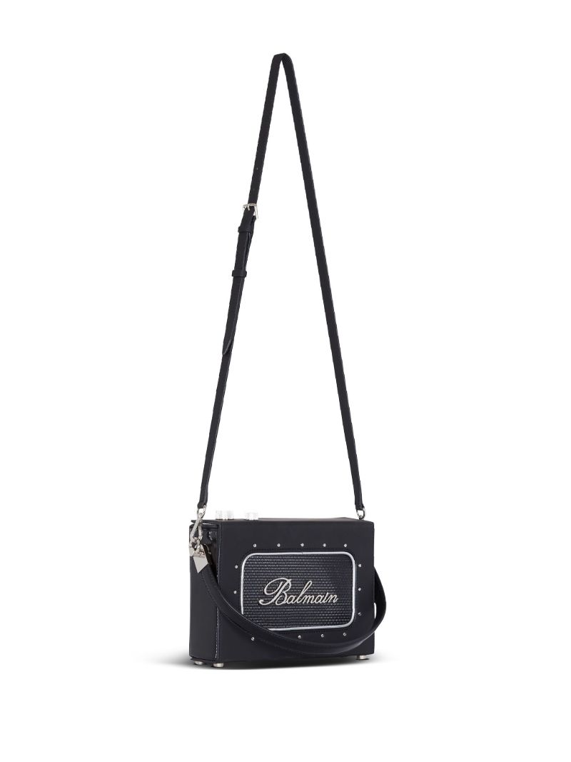 Black Radio Leather Shoulder Bag