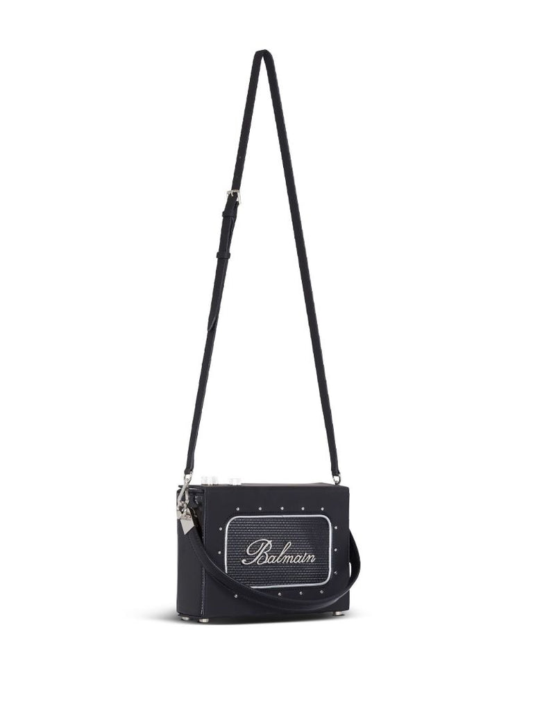 Black Radio Leather Shoulder Bag