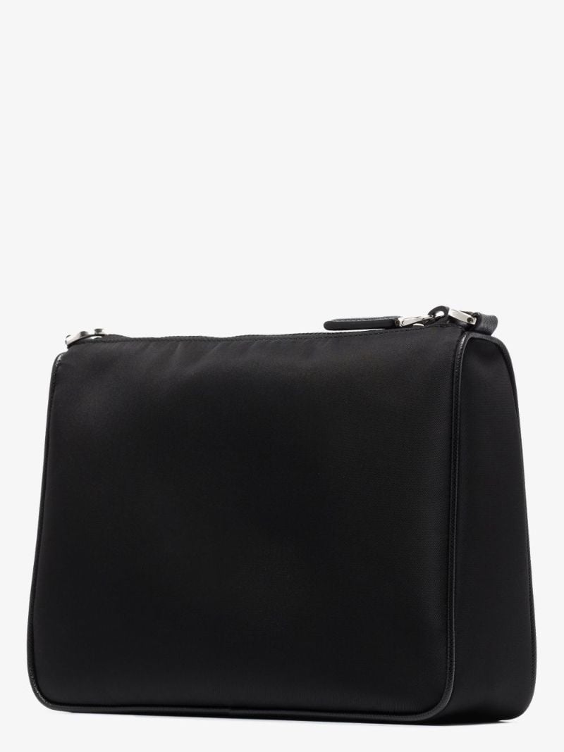 Black Re-nylon Logo Plaque Messenger Bag