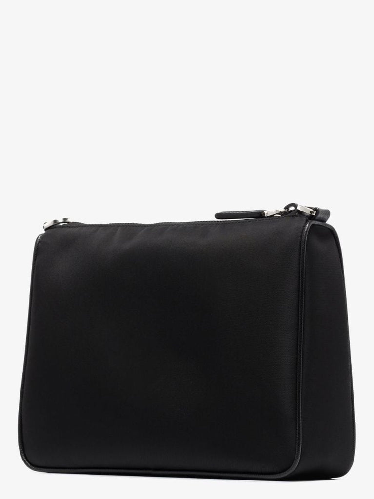 Black Re-nylon Logo Plaque Messenger Bag