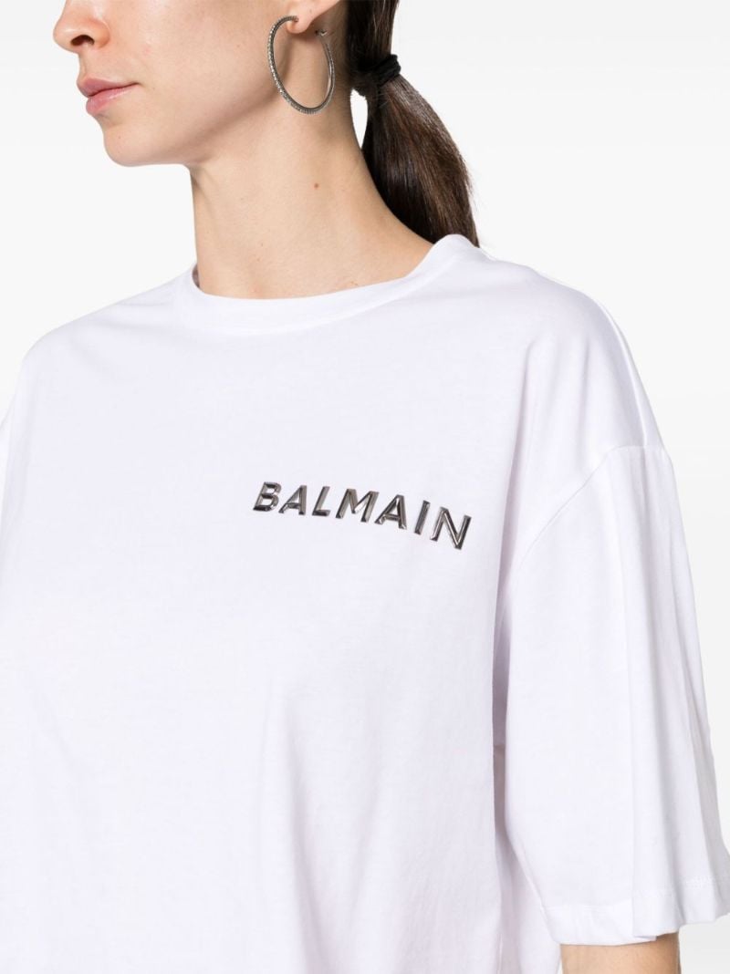 White Logo-appliquÃ_x0083_Â© Cropped T-shirt