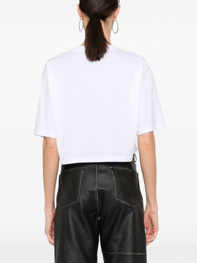 White Logo-appliquÃ_x0083_Â© Cropped T-shirt