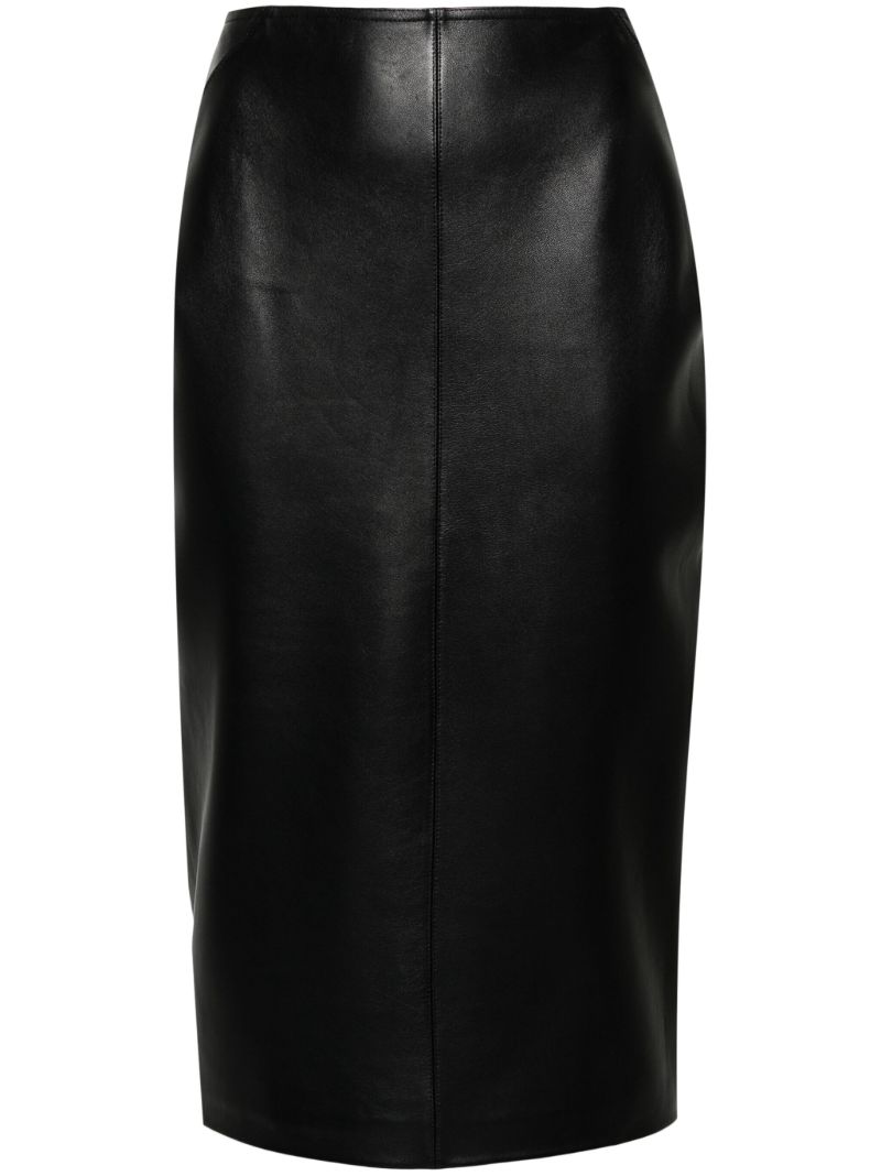 Black Pencil Leather Skirt