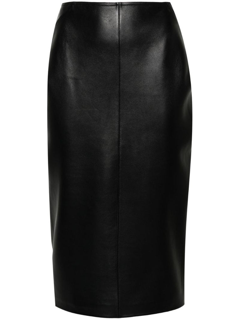 Black Pencil Leather Skirt