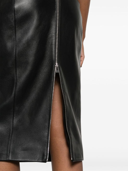 Black Pencil Leather Skirt