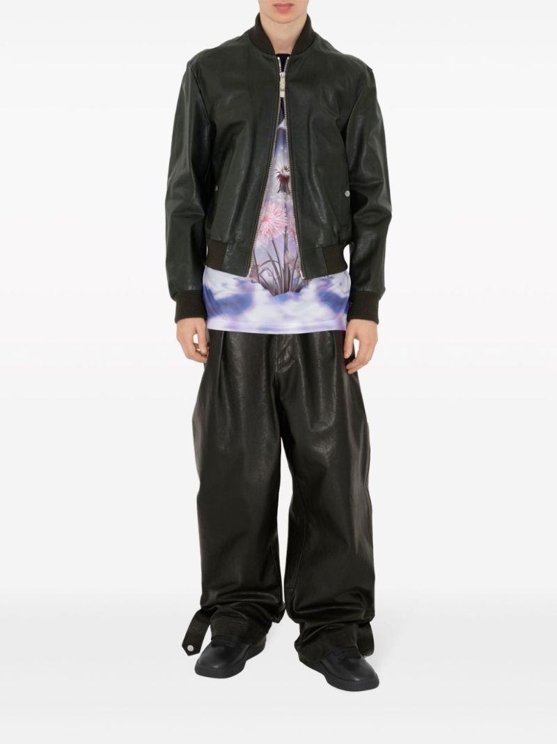Black Leather Bomber Jacket